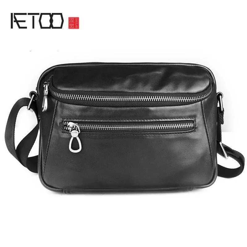 HBP Aetoo Trendy Leather Shoulder Bag, Mäns Första Layer Läder Crossbody Bag, Snygg Casual Mäns Väska