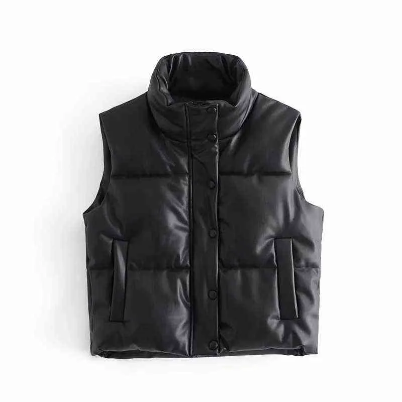 Moda PU Suni Deri Ceket Kadın Kolsuz Kalın Ceket Streetwear Bahar Kış Fermuar ZA Coat 210923