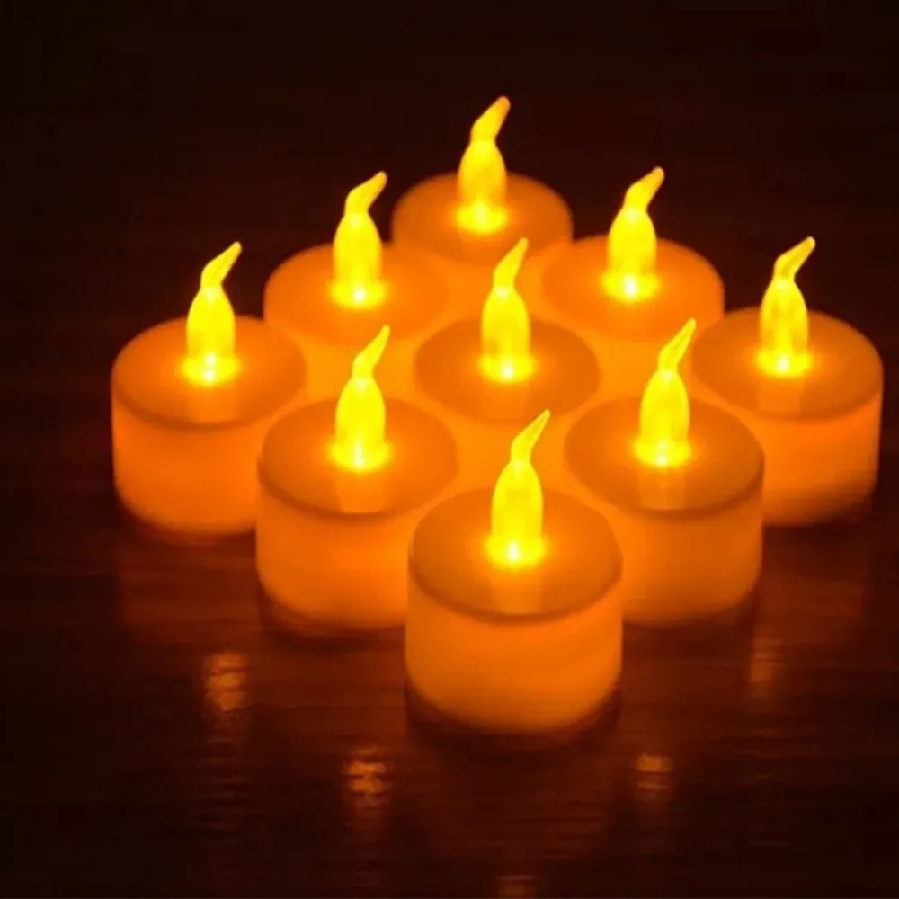 Paquet de 12 bougies chauffe-plat LED sans flamme alimentées par batterie