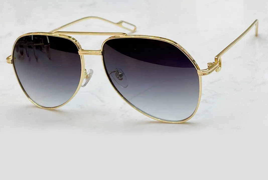 Óculos de sol piloto vintage 0110 moldura de metal dourado cinza sombreado óculos occhiali da sola de moda de moda de moda