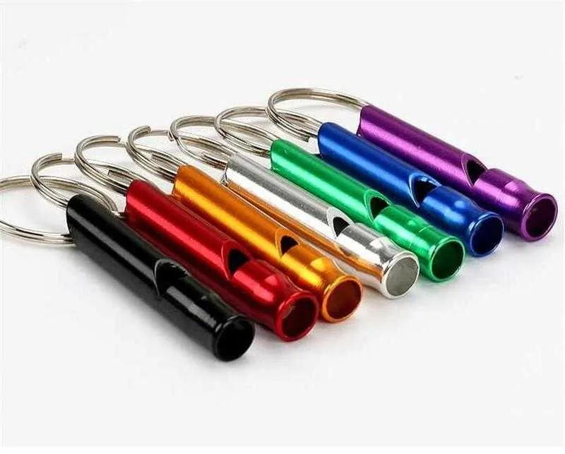 Metal Whistle Keychains Portable Self Defense Keyrings Rings Holder Fashion Car Key Chains Accessories Outdoor Camping Survival Mini Tools