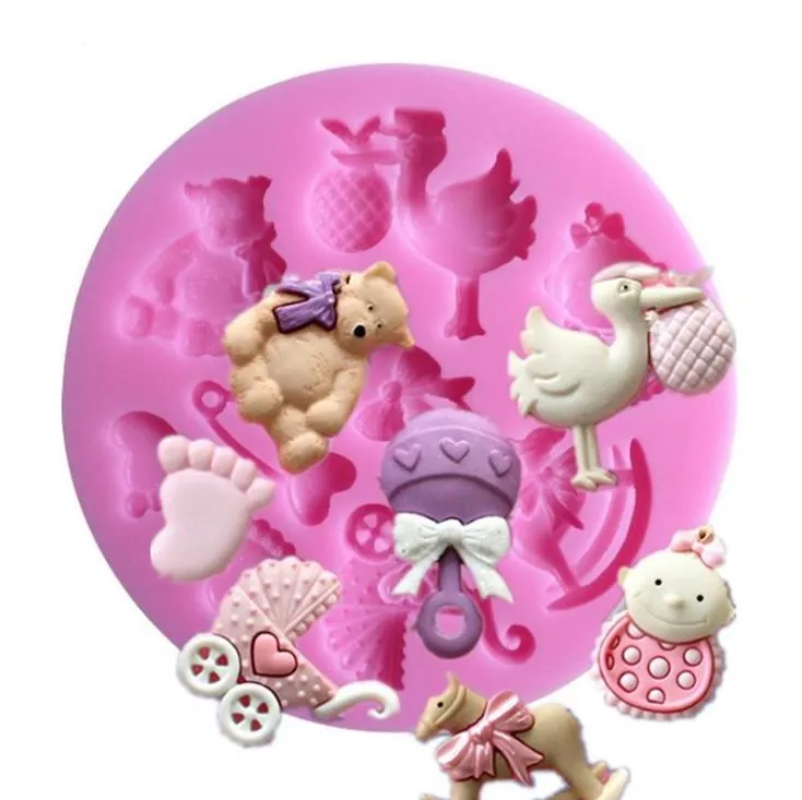 SN1965 Silicone Cake Mold   3D Baby Horse And Bear... 
