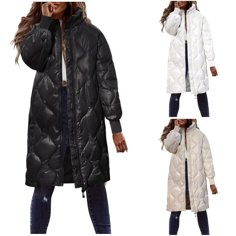 Women's Jackets Autumn Winter Casual Warm Solid Color Zipper Hooded Long Fashion Comfortable Coat Jacket Chaqueta Mujer