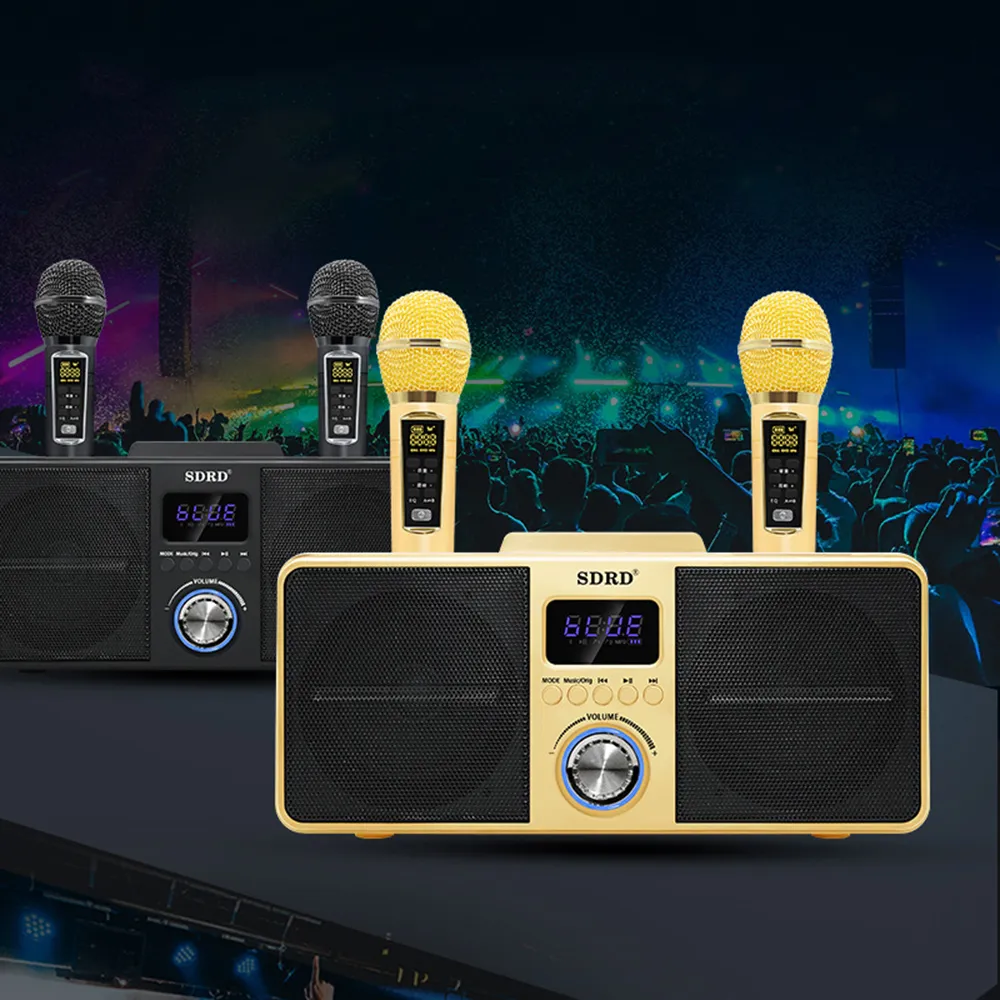 2024デュアルワイヤレスマイクBluetoothスピーカーカラオケシステム