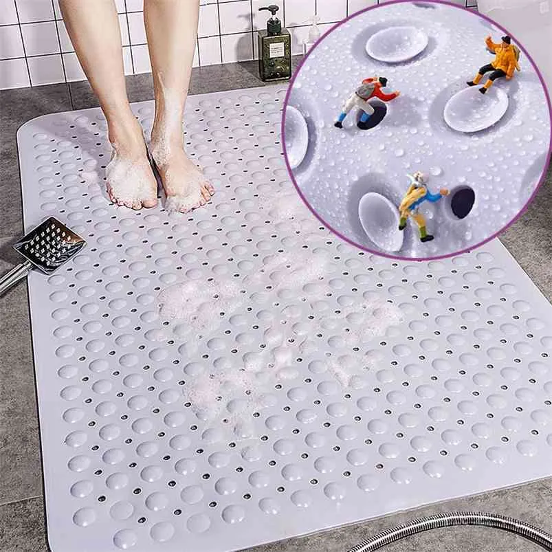 Bathroom Mat Bathtub Large Strong Suction Anti Slip Bath Shower Mat PVC Foot Pad Odorless Non-Toxic 210724