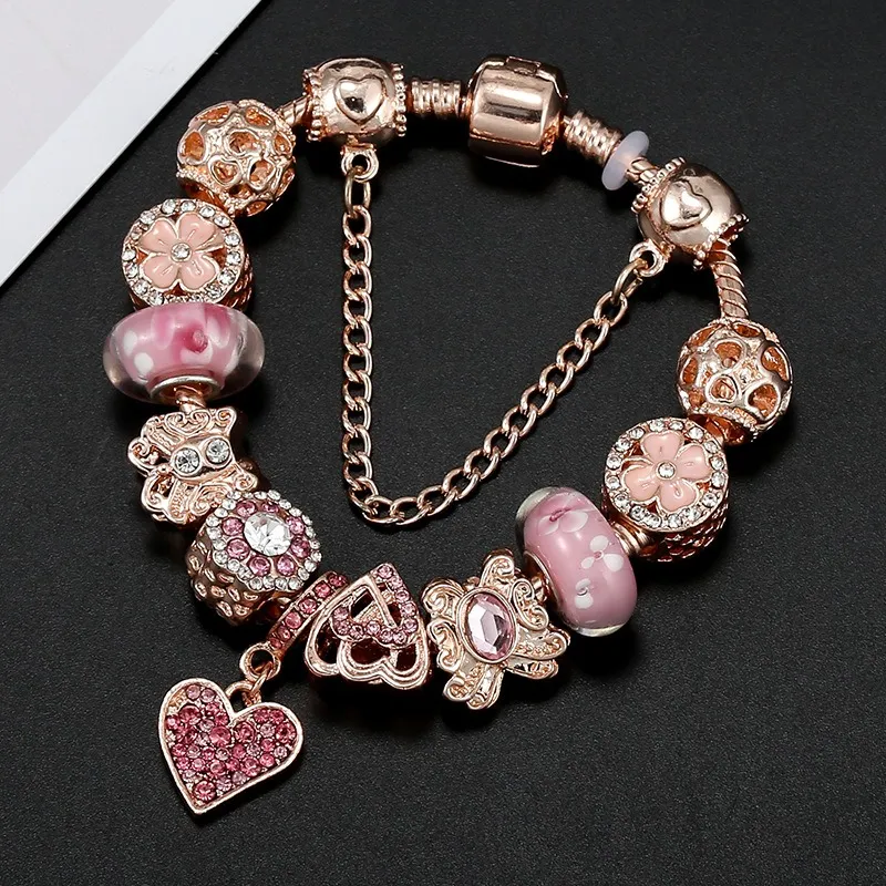 CharmSStory Rose Gold Wife Heart Love Charms Beads for Bracelets & Necklaces