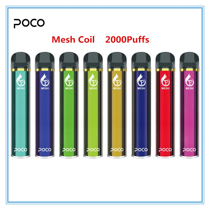 Orijinal POCO Mesh Bobin 2000 Puffs Tek Kullanımlık Vape Kalem EleTronic Sigara 1250mAh 7 ml 10 Renkli Cihaz VS Bang XXL Kartuş E Korun Yeni