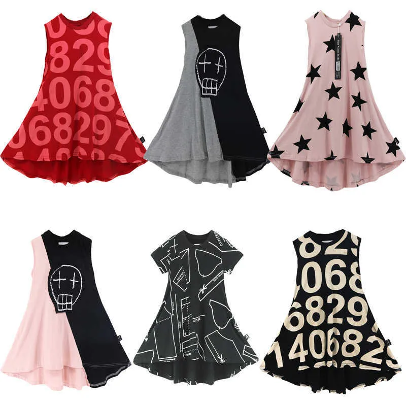 2020 Nowe Letnie Dziewczyny Drukowanie Bawełniany Styl Girls Beach Daily School Dresses Dzieci Dzieci Odzież Hot Baby Q0716