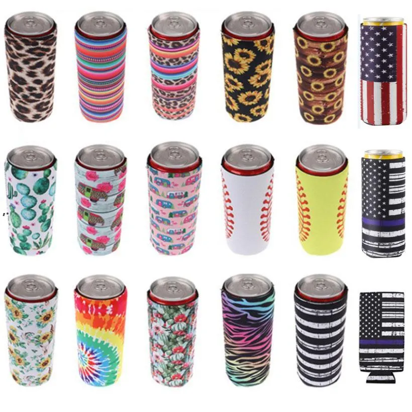 NOUVEAUDrinkware Poignée Slim Beer Can Sleeve Energy Néoprène Isolé Manches Titulaire Sacs Pochette Pour 330ml Canettes Titulaires EWB7995