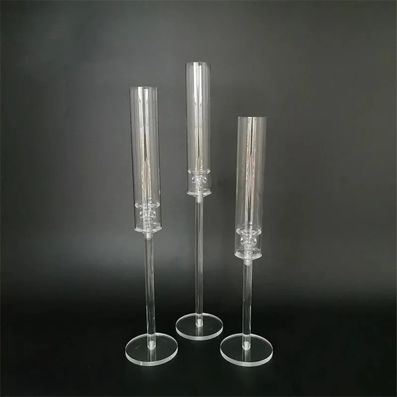 Candle Houders 1 Set = 3 stuks Acryl Kandelaar Center Decoratie Road Lead Wedding Props Christmas Decora