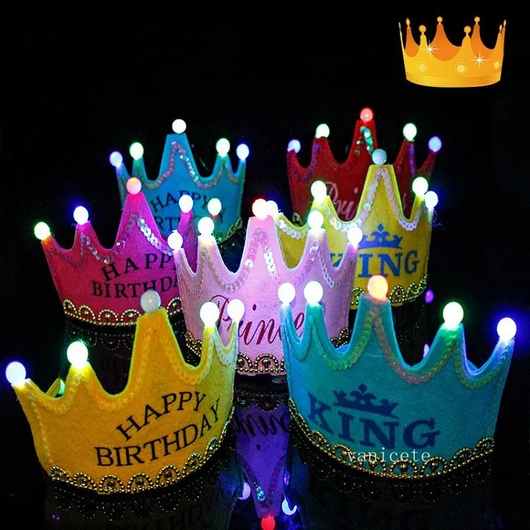 Barnens födelsedagsfest dekoration hattar Jul Glödande Crown Cap Baby Enårig Utsmyckning Tillbehör Födelsedatum T2i52938