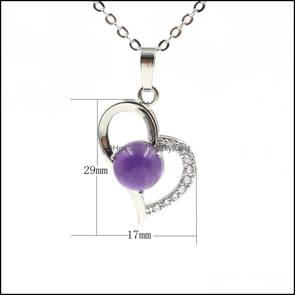 QIMOSHI Infinity Love Heart Pendant Necklace for Friend monther Crystal Chakra Yoga Jewelry Available in Various Colored Stones