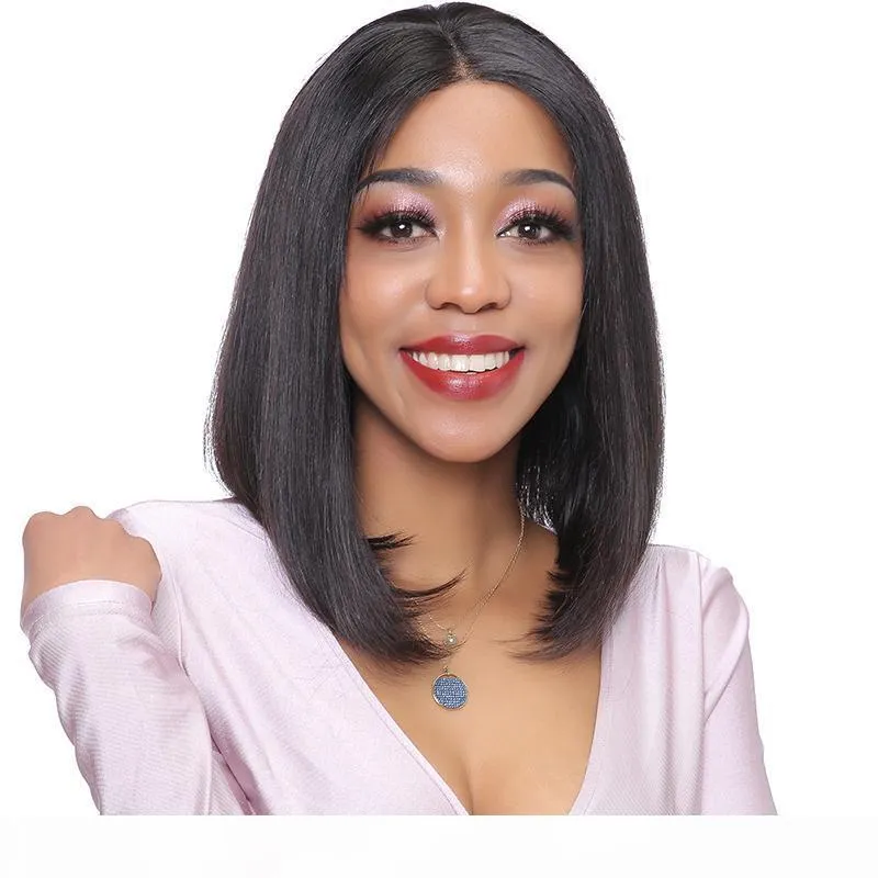 Короткие кружевные фронтные парики 360 Frontal Virgin Peruvian Cort Bob Leakeels Preucked 360 Frontal Full кружевной парик волос для чернокожих женщин