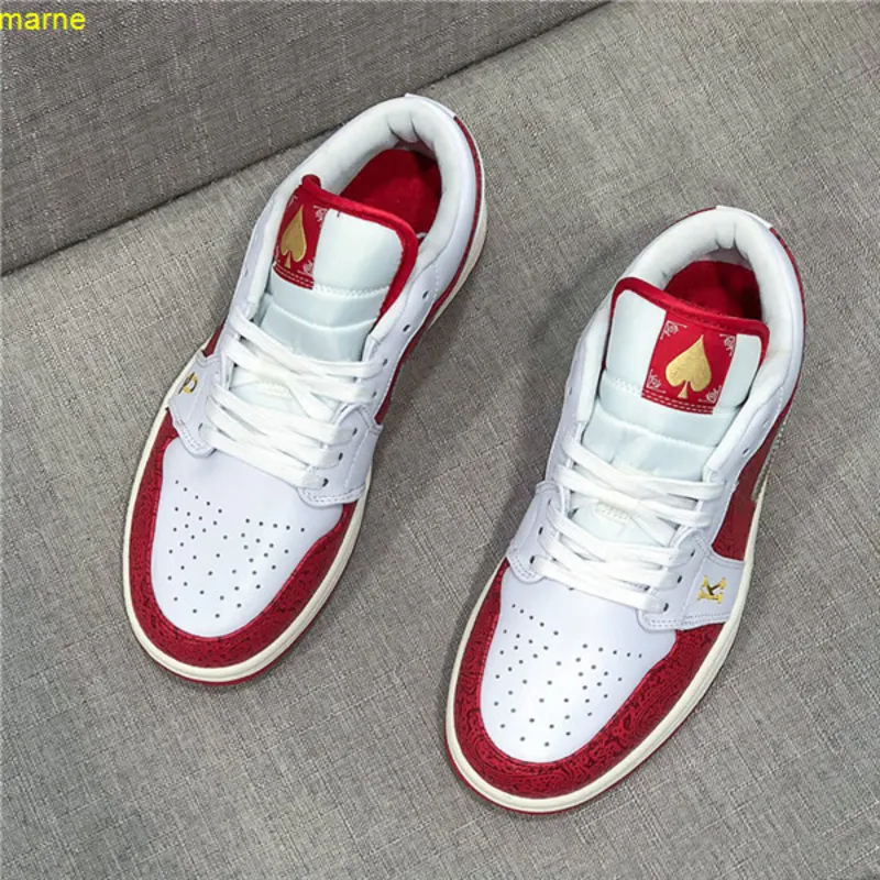 2021Low Mens Skateboard Running Shoes Spades Poker Platinum Red 1 Womens Sneakers 36 45 From