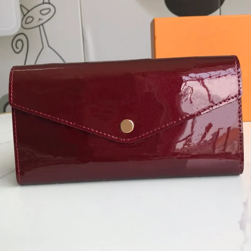 Cartera larga para mujer, diseño con estampado de letras, carteras de charol a la moda para mujer, monedero de alta calidad