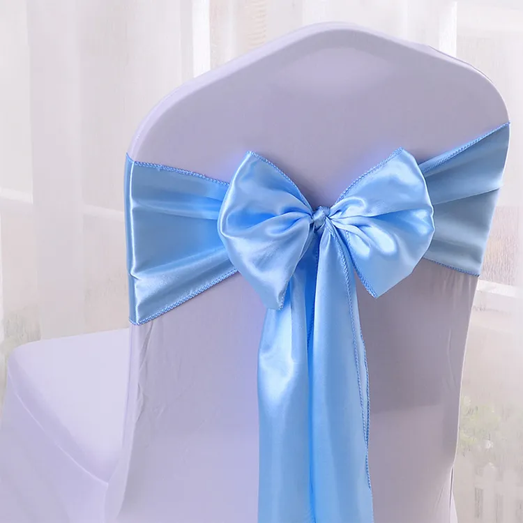 Partystuhl Dekorative Satin Schärpe Bogenstühle Back Krawatten Bands Band Hochzeit Events Bankett Haus Küche Babyparty Trade Show Bowknot Dekoration JY0863