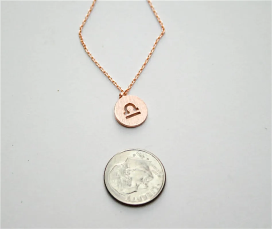 30 stks Rose Gold Zodiac 12 Constellation Collier Coin Aries Taurus Gemini Kanker Leo Virgo Libra Schorpioen Boogschutter Steenbok Waterman Vissen zonder doos