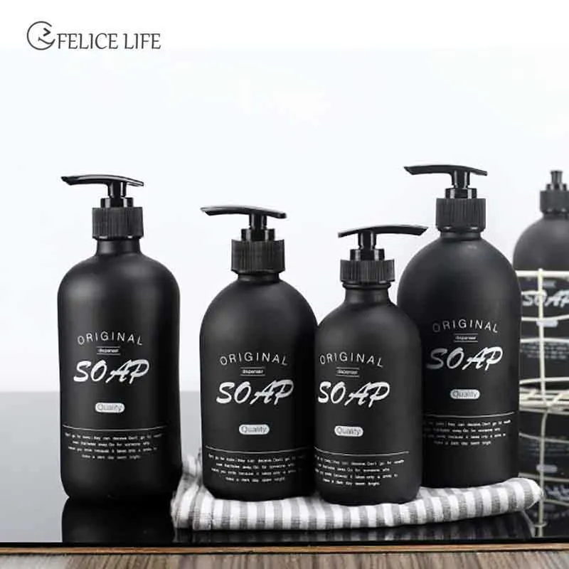 Nordic Black Bath Shampoo Scandinavian Travel Liquid Lotion Storage Bottle Home Organizer Decor Sapone