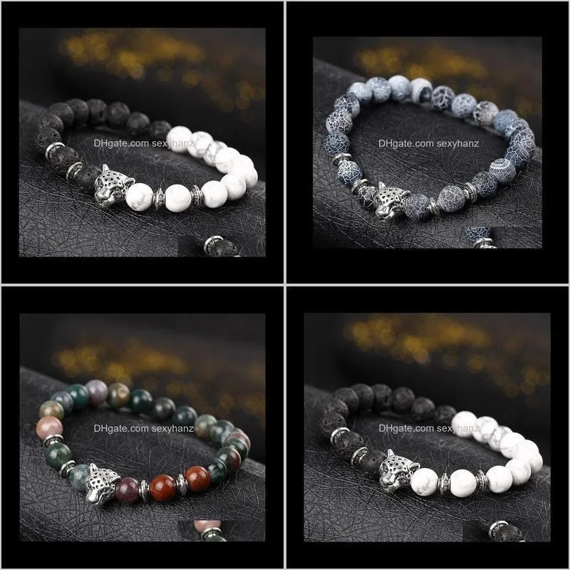 Natural Stone Bracelets Lava Volcanic Stone White/black Bracelet Wholesale Handmade Beads  Bracelet for Men Women Jewelry