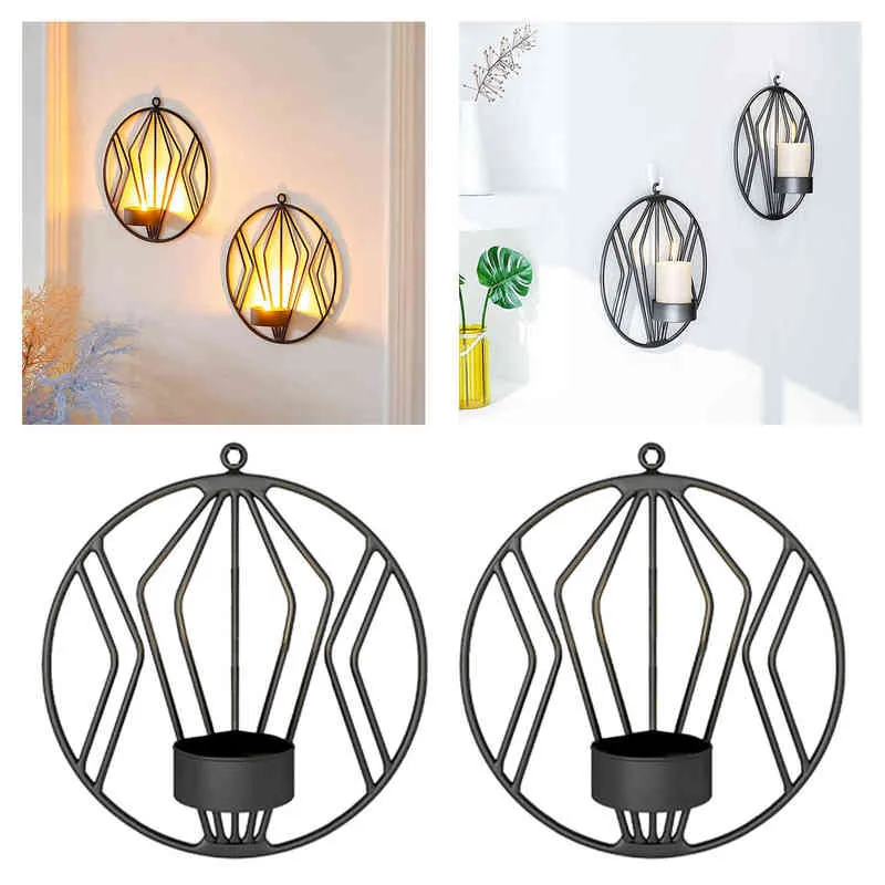 2 Pack järn hängande vägg sconce väggljushållare för hemmatsal dekoration