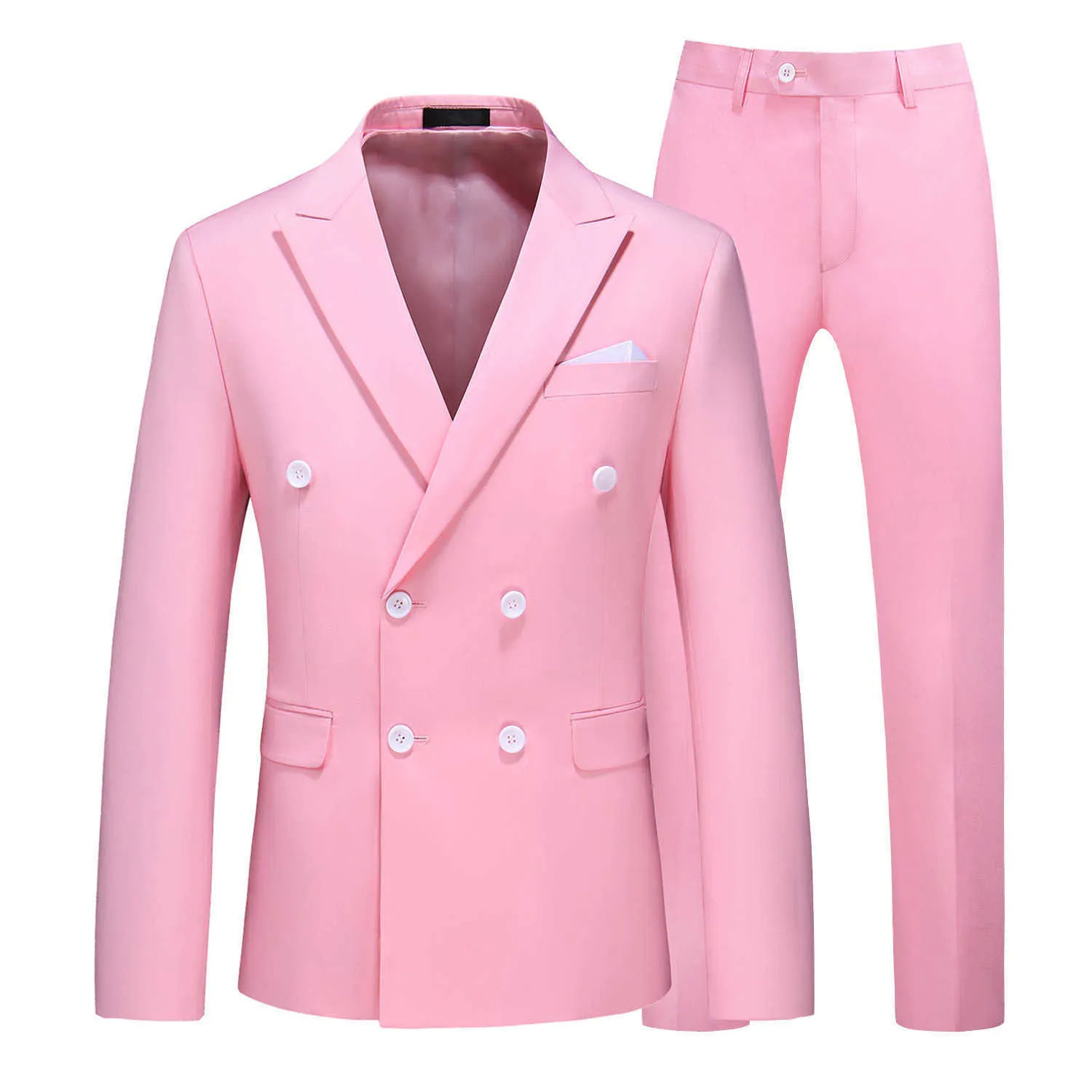 2021 Smokin Takım Elbise Erkek İş Çalışma Damat Gelinlik Resmi Suit Fit Çift Göğüslü Takım Elbise Ceket ile Pantolon 10 Colour X0909