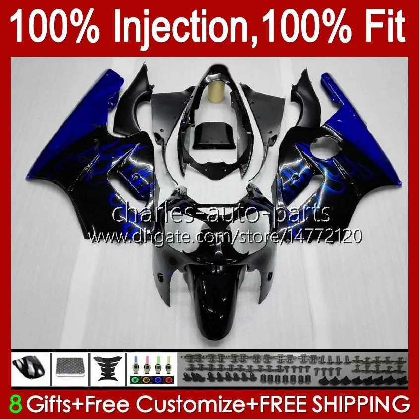 Injection mold Fairings For KAWASAKI NINJA ZX1200 C ZX 1200 12R 1200CC ZX 12 R 1200 CC 00-01 Bodywork 2No.18 ZX1200C ZX12R 00 01 ZX-12R 2000 2001 OEM Body Kit blue flames blk