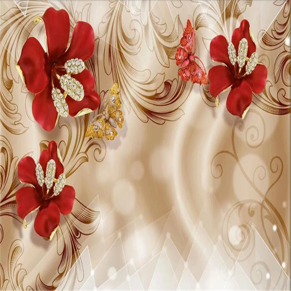 Sfondo fotografico personalizzato stereo murale 3D ricchi gioielli fiori tv sfondo wall paper papel de parede 3d