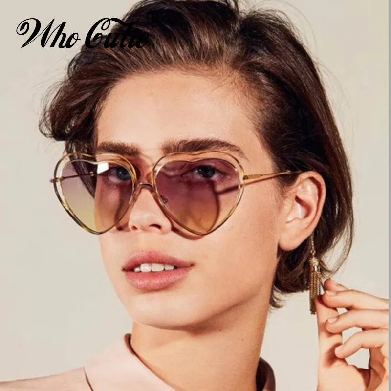 Кто влюбленный влюбленность в форме сердца Солнцезащитные очки женщины 70-х годов Проволочная рамка 2021 старинные ретро тонкие кошки глаза солнцезащитные очки градиентные линзы оттенки 641
