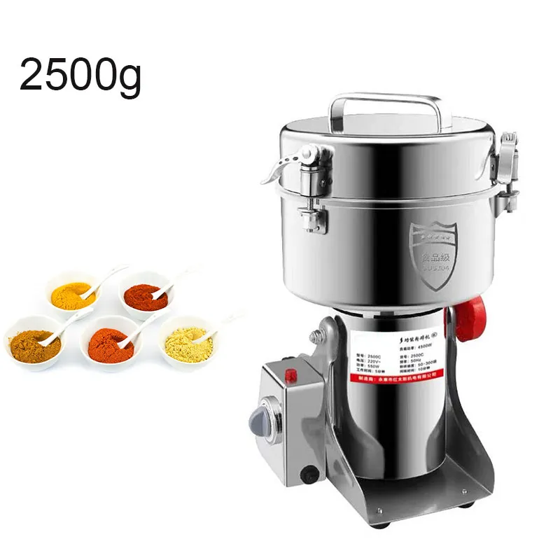 2500G 5000W hogar comercial granos eléctricos polvo de hierbas molinero cereales café molinillo de alimentos secos medicina trituradora de harina