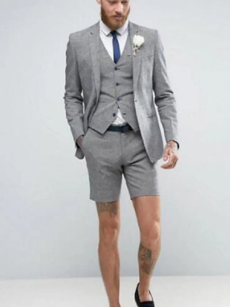 Mens Suits Blazers 2022 Light Grey Shorts Summer Elegant Suit