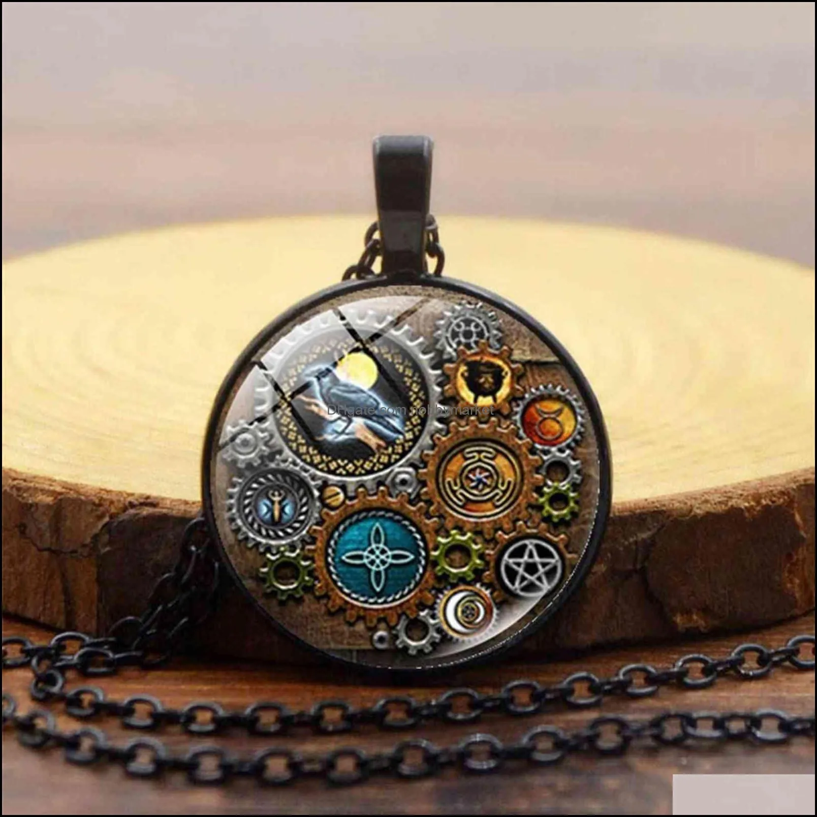 Women`s Steampunk witch Pendant Necklace, Gothic mechanical gear accsori 2021, retro jewelry, men`s chain, gift wholale