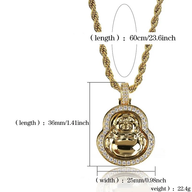 Indian Buddhist Character Maitreya Buddha Pendant Men`s Trendy Necklace Twisted Singapore Chain Buddhist Supplies