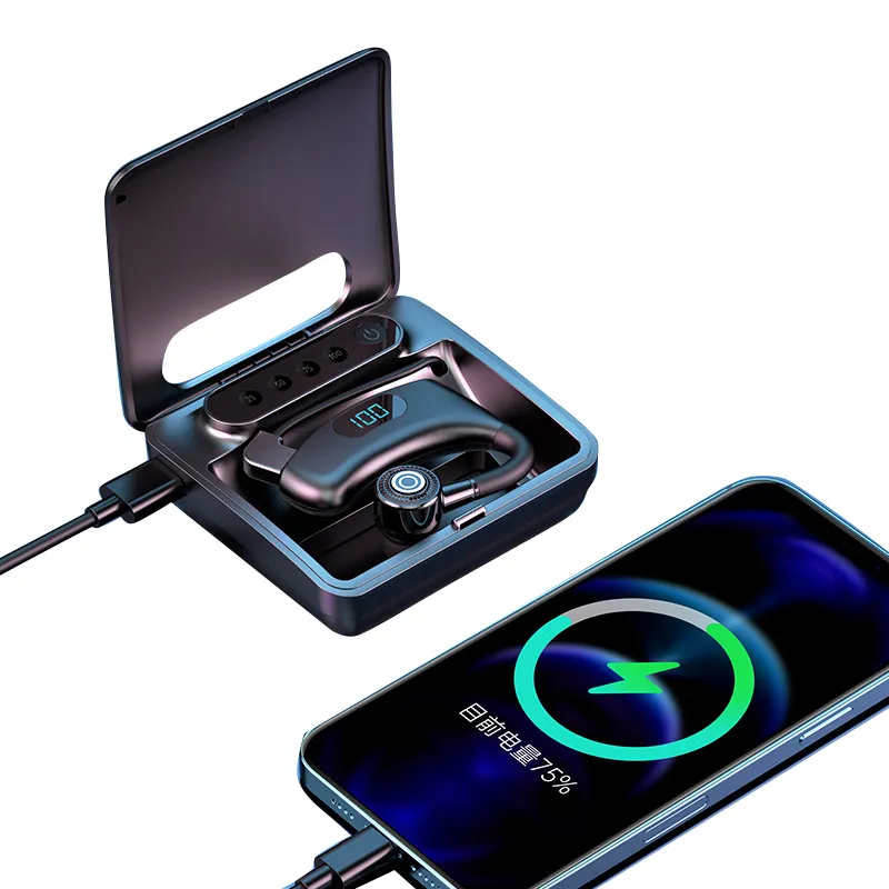 吊り耳ワイヤレス Bluetooth ヘッドフォンマイク左右耳ユニバーサル回転可能 2200 mah 充電式イヤホン携帯電話防水イヤホンラジオ用
