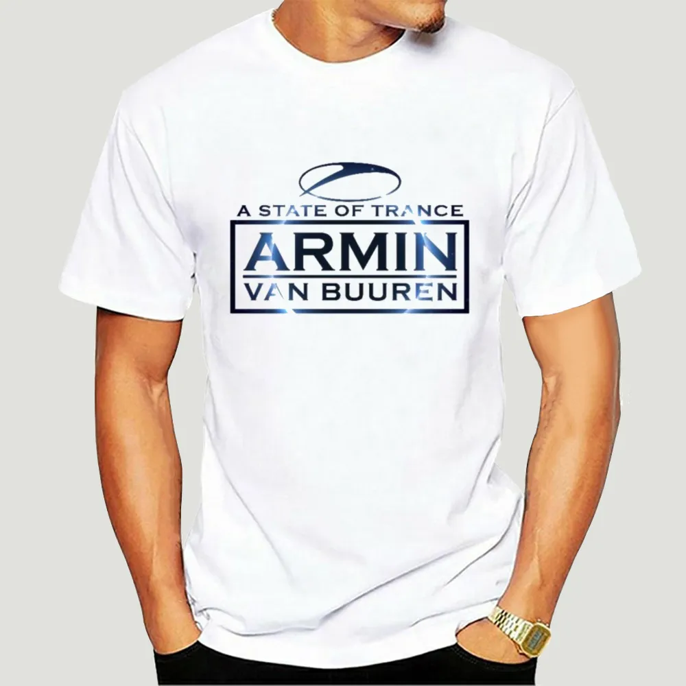 Armin Van Buuren a State of Trance T-shirt da uomo in cotone bianco di buona qualità-2149a