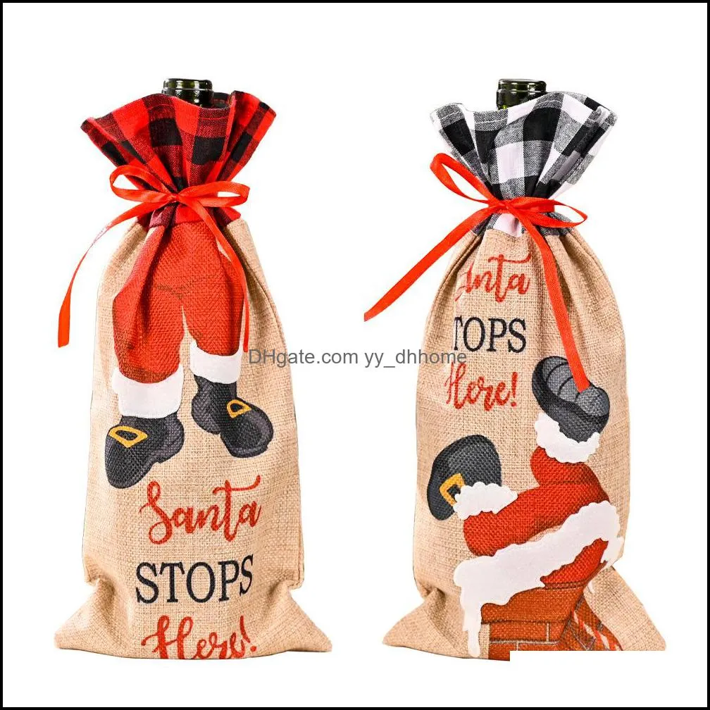 Christmas Champagne Wine Bottle Cover Santa Claus Gift Bags Xmas New Year Decoration Dinner Table Ornaments PHJK2108