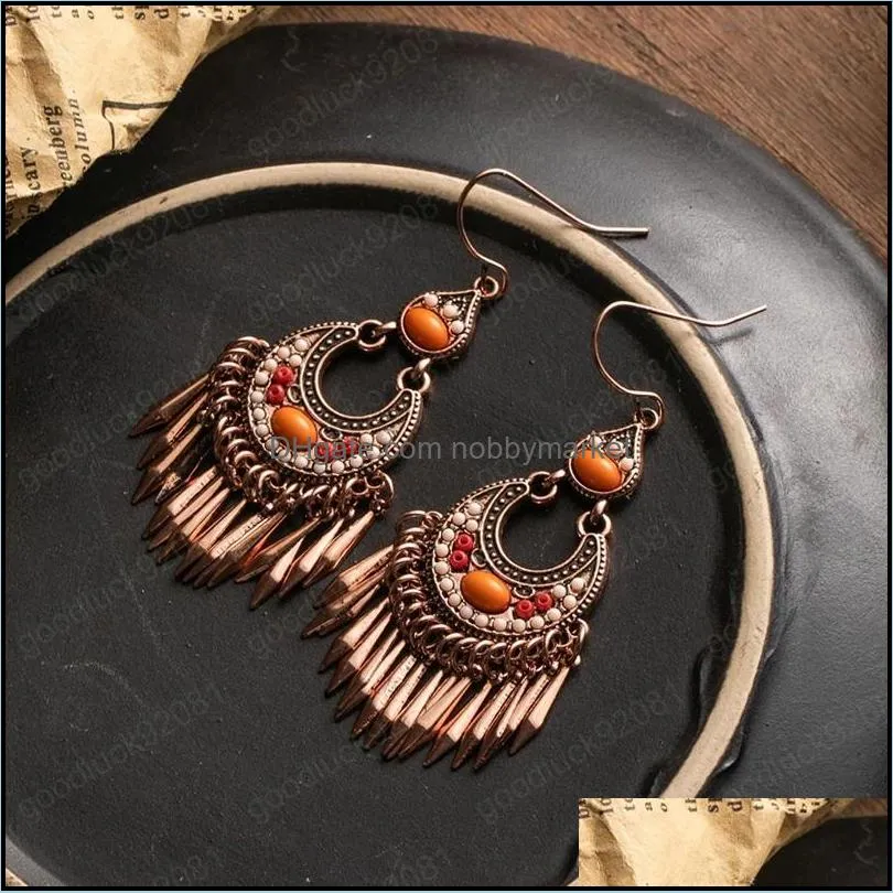 Rose Goldn Tassel Earring For Women Bohemia Ethnic Dangle Earrings Female Brincos Indian Jewelry Accessories