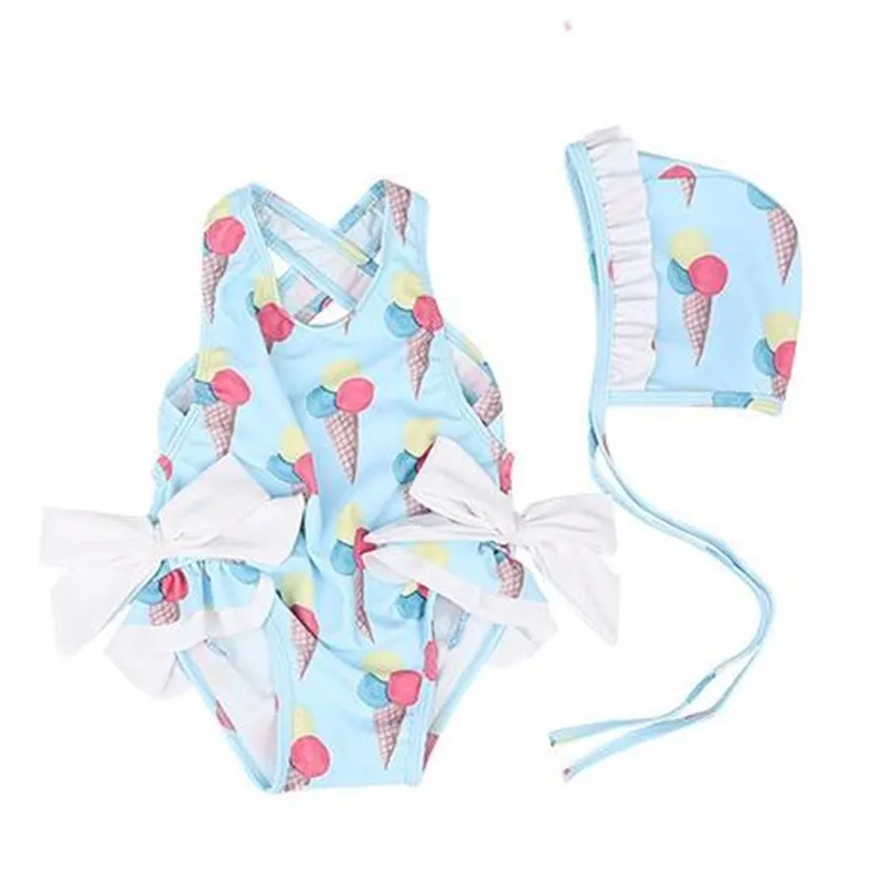 Spanish Baby Ice Cream Swimwear Little Girls Beach Suit Lovely Swimsuit