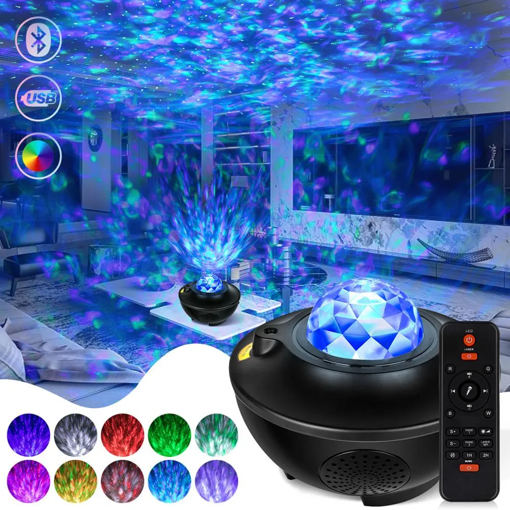 LED Star Sky Galaxy Projektor Light Novelty Night Lights Bluetooth Muzyka Głośnik Do Party Nice Kids Dzieci Prezent Dropshipping