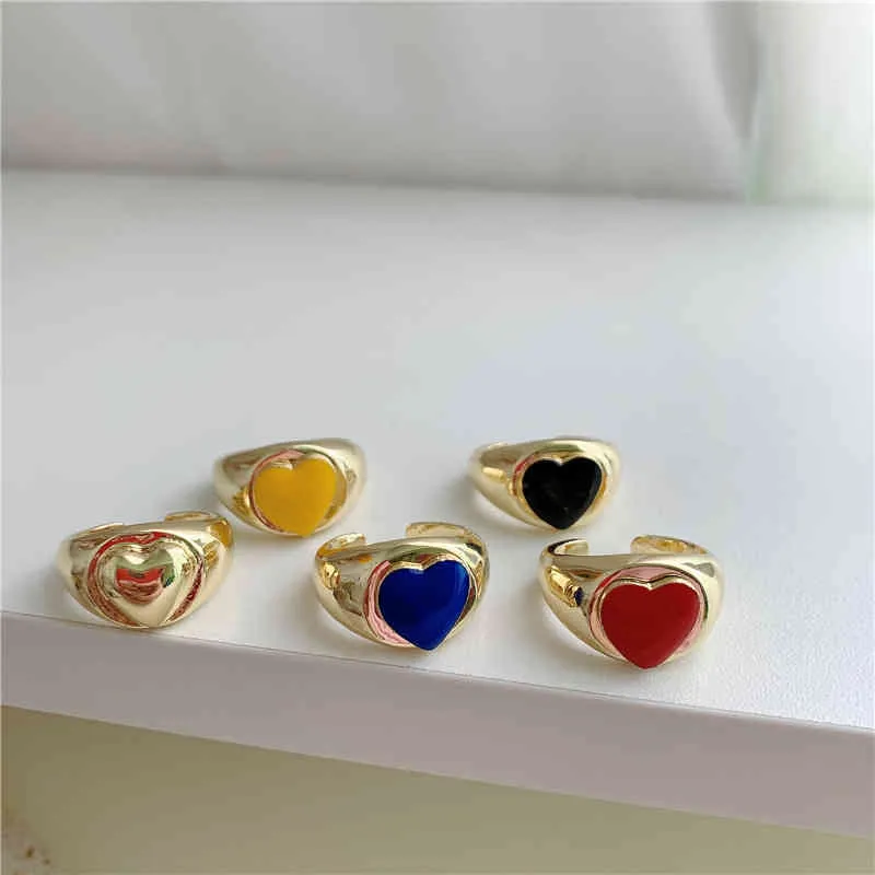 Alloy Planet Saturnus Heart Band Ringar European And American Fashion Vintage Nisch Design Öppna Justerbara Multicolor Love Ring Smycken Gåvor