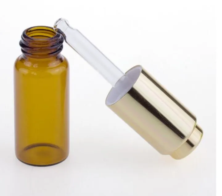 20ml amber glass dropper bottle with Gold Press pump Can used for essential oils serum solution
