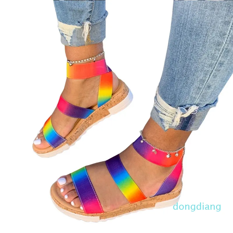 Rainbow shop colored sandals