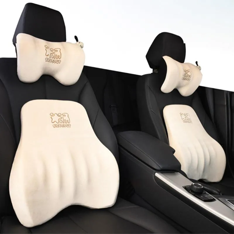 Seat Cushions Memory Foam Car Neck Pillow Flannel Waist Rest Back Lumbar Cushion Headrest Accessories