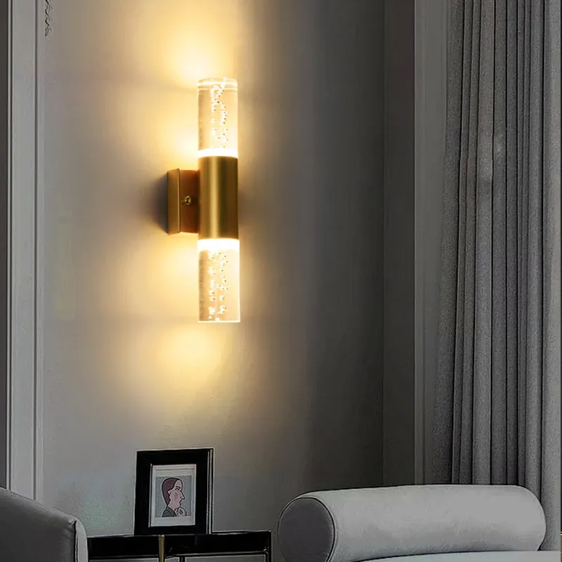 Modern akrylbubbla 6W LED-vägglampa Svart guld AC100-240V Crystal Effect Vanity Sconce Light till sovrum Badrumstapp