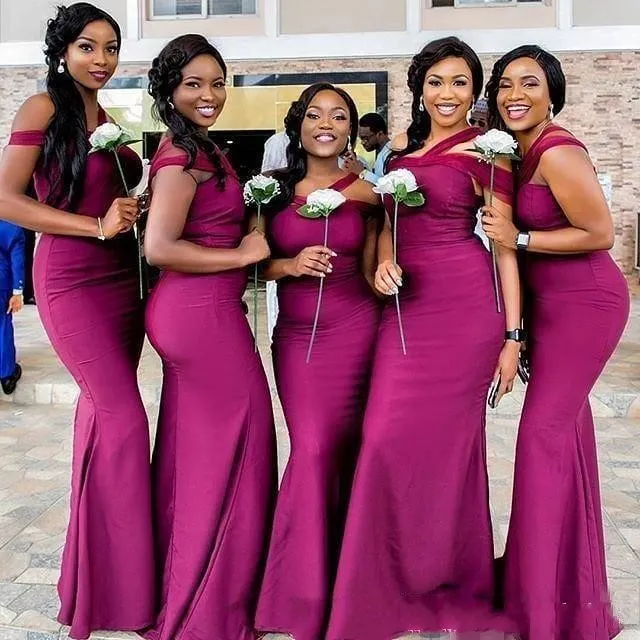 Elegant Grape Mermaid Purple Orchid Bridesmaid Dresses 2021