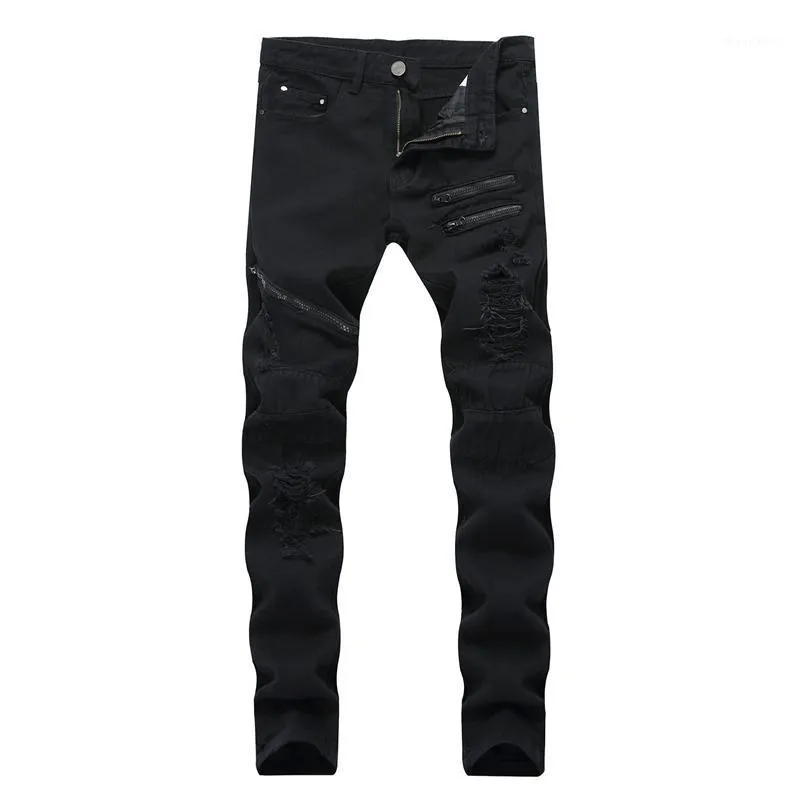 Hoge kwaliteit skinny jeans heren lente merk enkellengte slanke rits zwarte broek strakke casual all-match mode