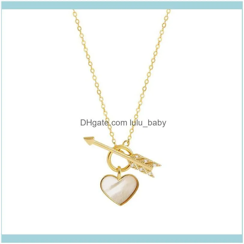 Chains Korean Shell Stone Crystal Love Arrow Necklace Woman Exquisite Wild Short Clavicle Chain Anniversary Gifts Jewelry