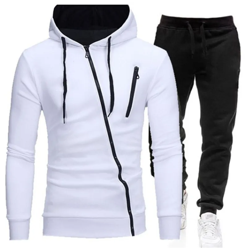 Tuta da uomo invernale 2 pezzi Set Felpe con cappuccio + Pantaloni Abiti sportivi da uomo Felpa Felpe con cerniera Abbigliamento da uomo Set Abbigliamento sportivo 210720