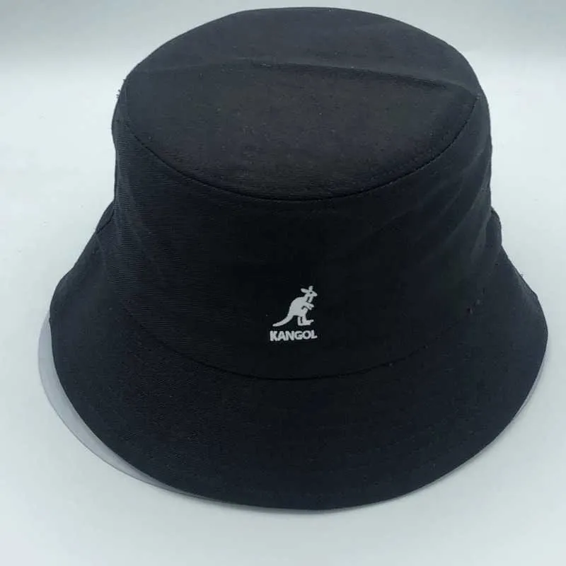 Känguru Flat-top Fisherman Hat Visir Handfat Hatt Mode Vild bomullstyg Bucket Hat Super Fire Män och kvinnor Platt tyghatt Q0805