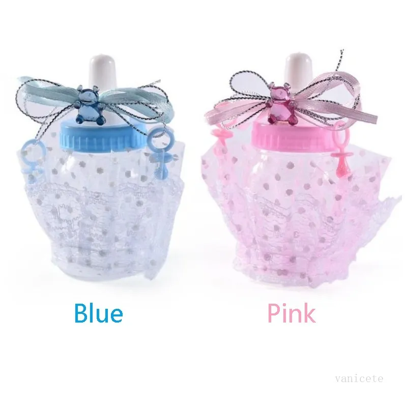 Pack De 12 Botellitas De Caramelo Para Baby Shower O Bautizo - Reutilizables, Colores Rosa Y Azul, 9x4 Cm, Ideales Para Dulces O Detalles
