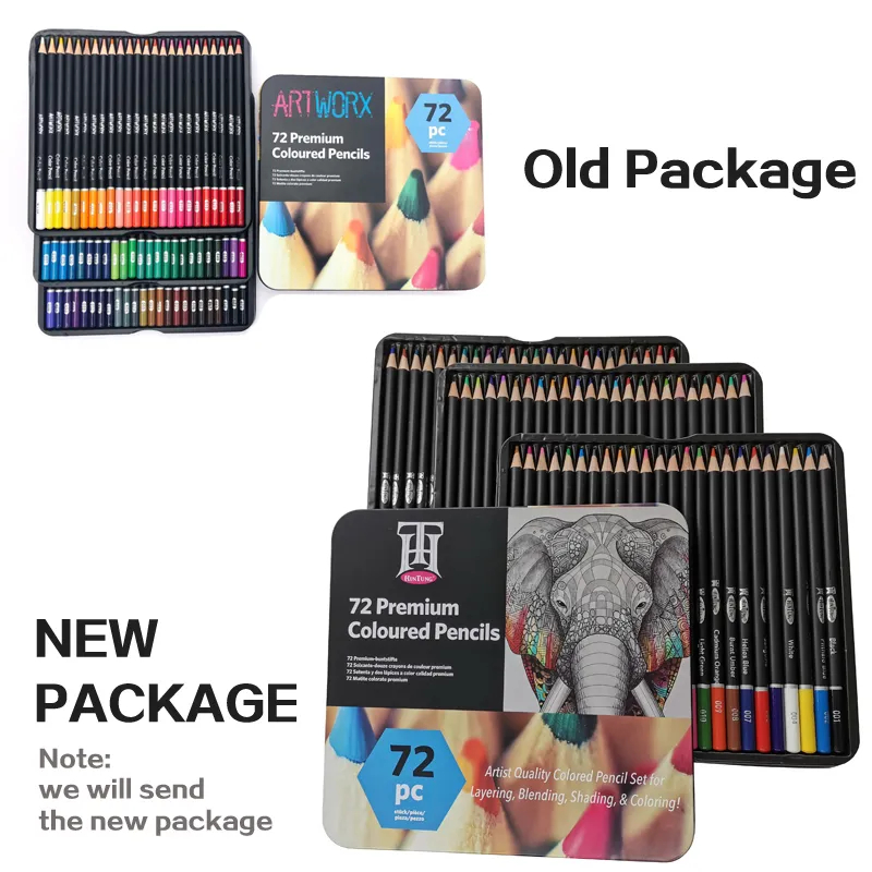 Ensemble De crayons De couleur professionnels, 72 couleurs, boîte en fer, crayons De couleur pour dessin, Lapices De couleurs, fournitures scolaires pour artistes C0220